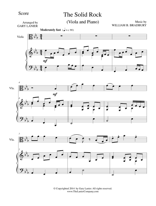 THE SOLID ROCK (Viola/Piano and Viola Part) (Arr. Gary Lanier) - William B Bradbury (Viola and Piano)