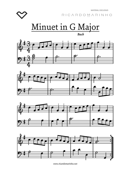 Minueto em Sol Maior (Arr. Ricardo Marinho) - Anna Magdalena Bach (Piano Solo)