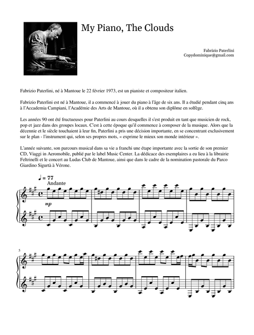 My Piano, The Clouds – Fabrizio Paterlini