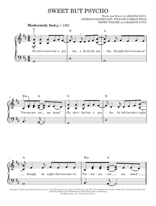 Sweet but psycho - Ava Max (Easy Piano)