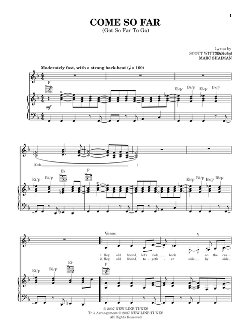 Come So Far (Got So Far To Go) (from Hairspray) - Mark Shaiman, Scott Michael Wittman (Piano-Vocal-Guitar)