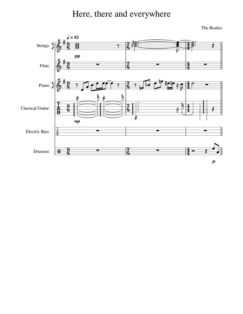 Here, there and everywhere - The Beatles Sheet Music and Tab for Piano ...