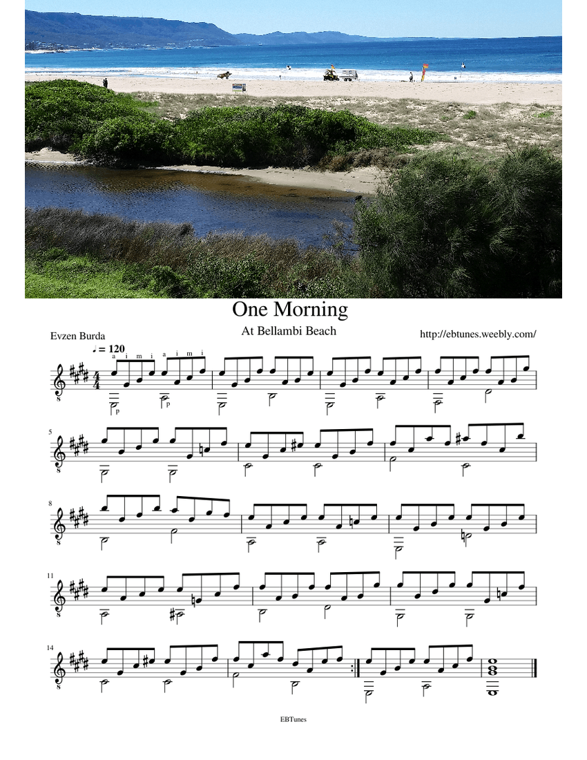 One morning sheet music for guitar solo musescore