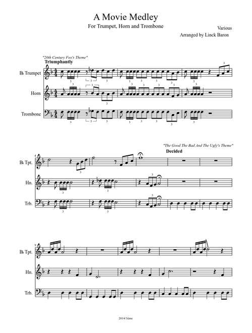 A Movie Medley for a Brass Trio