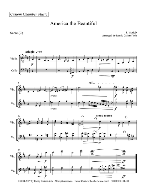 America The Beautiful (violin/cello duet) (Arr. Randy Calistri-Yeh) - Samuel Ward (Instrumental Duet)