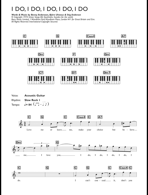 I Do, I Do, I Do, I Do, I Do - ABBA (Piano Chords-Lyrics)