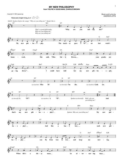 My New Philosophy (from You're a Good Man, Charlie Brown) - Andrew Lippa, You're A Good Man Charlie Brown (Musical) (Lead Sheet - Fake Book)