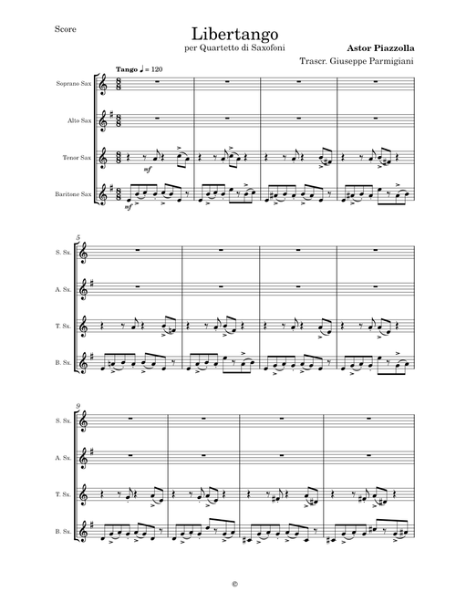 Piazzolla Libertango (Sax 4tet)