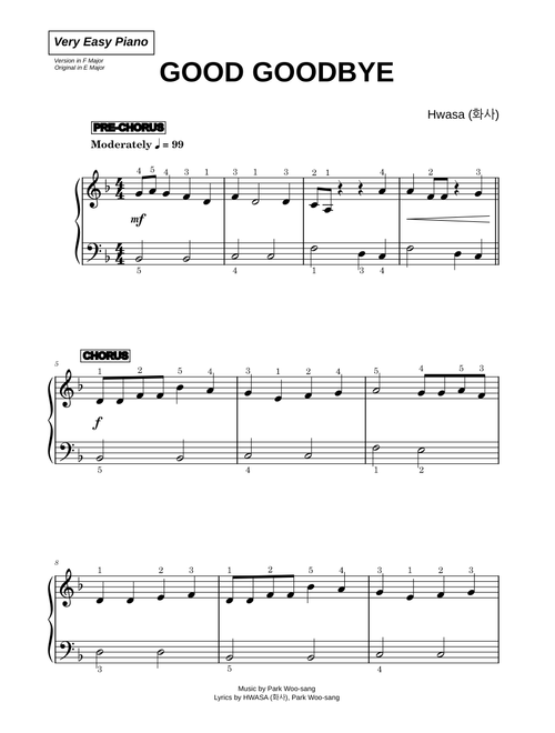 Good Goodbye - Hwasa (화사) (Easy Piano)