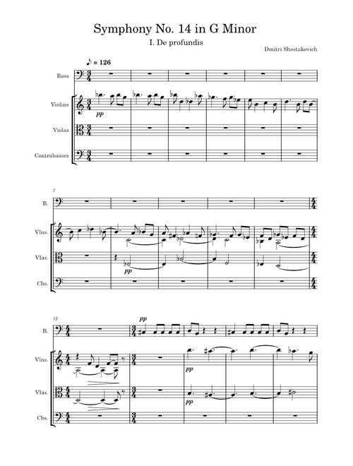 The beginning of Shostakovich's 14th Symphony