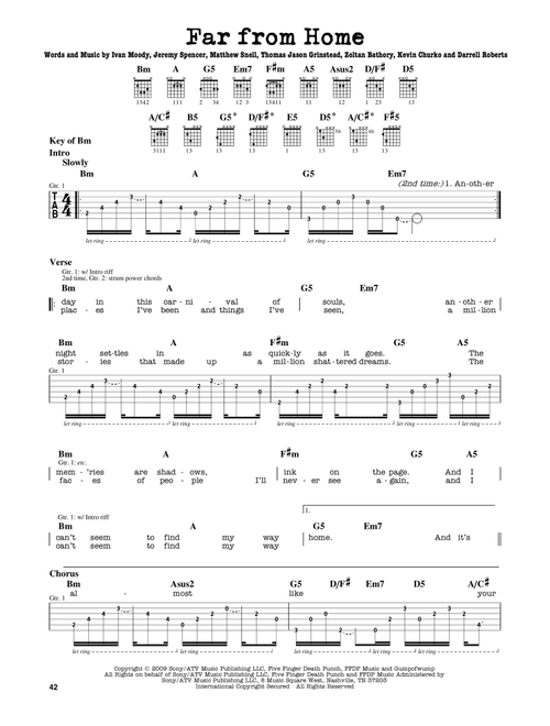 Far From Home - Five Finger Death Punch (Guitar Lead Sheet)