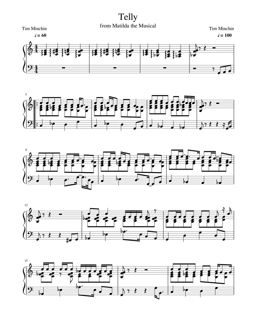 Telly Matilda the Musical Sheet music for Piano (Mixed Duet