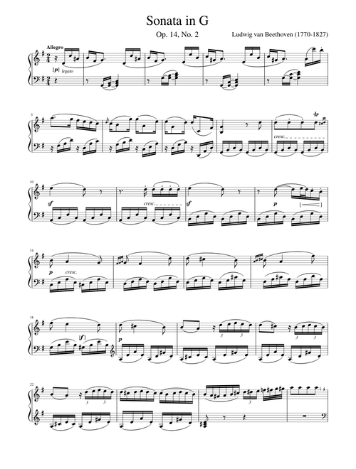 Beethoven - Sonata in G Op.14 No.2 Movement I