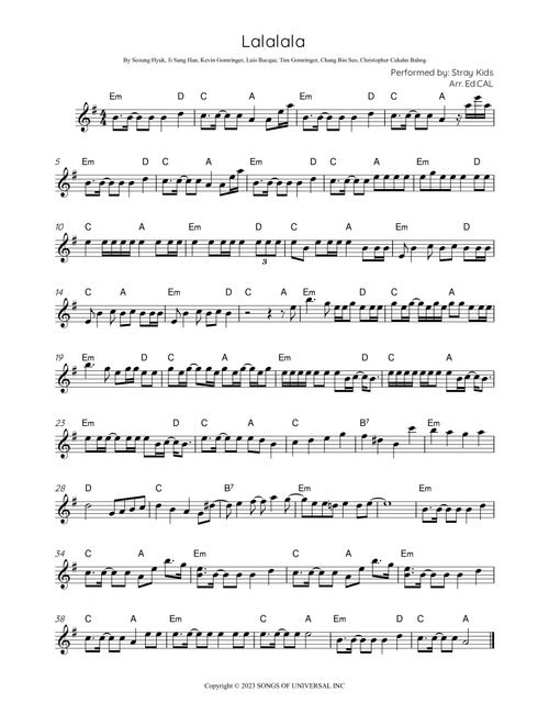 Lalalala (Arr. Arr. Ed.CAL) - Stray Kids (Lead Sheet - Fake Book)