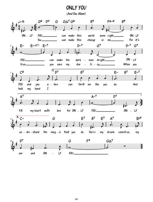 Only You (Lead sheet with lyrics )