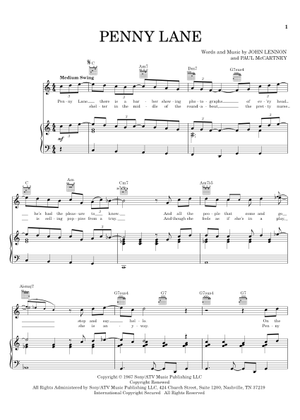 Penny Lane - J Lennon & P McCartney (Brass Quintet) Sheet Music