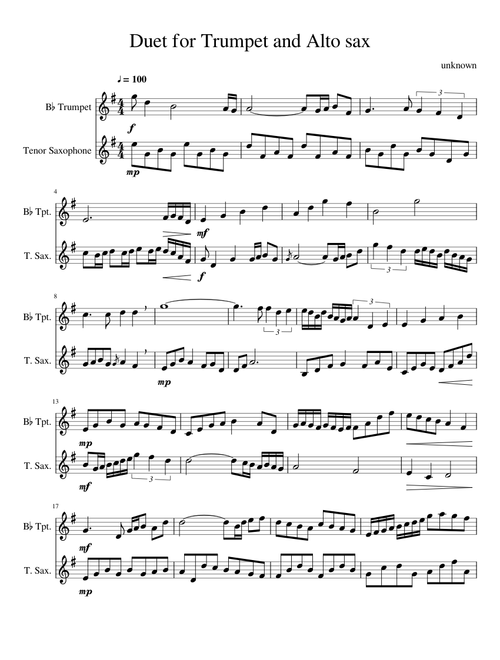 Duet for Trumpet and Alto sax