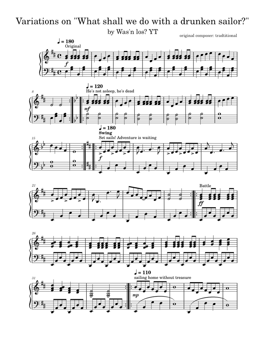 Drunken sailor Misc Traditional Variations on What shall we do with a