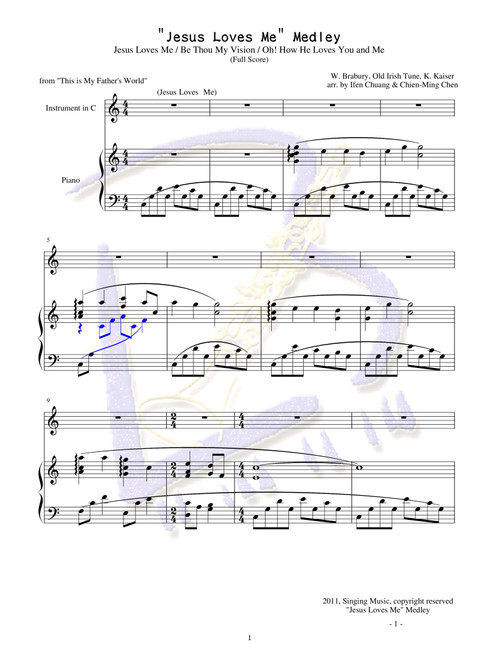 "Jesus Loves Me" Medley (Arr. Ifen Chuang, Chien-Ming Chen) - W. Brabury, Old Irish Tune, K. Kaiser (Large Ensemble)
