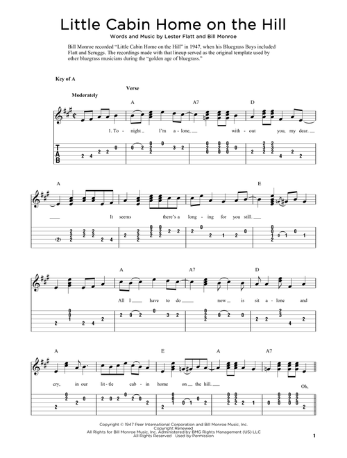 Little Cabin Home On The Hill (arr. Fred Sokolow) - Bill Monroe (Solo Guitar)