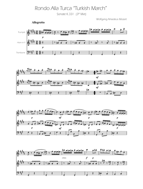 Turkish March - Brass Trio (Arr. Ygor Nunes) - Wolfgang Amadeus Mozart (Brass Ensemble)