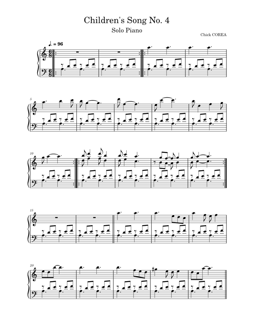 Children's songs N°4 – Chick Corea Sheet Music for Piano