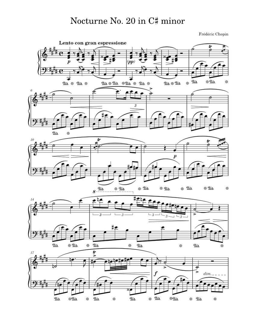 Nocturne No. 20 in C♯ minor, Op. posth. Frédéric Chopin Nocturne No