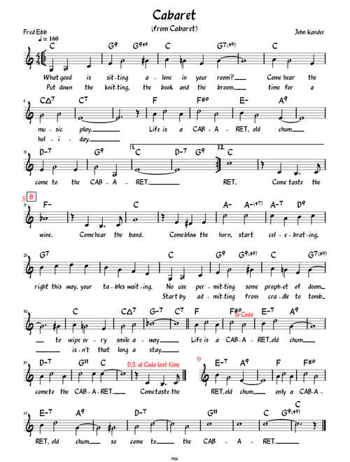 Cabaret (Lead sheet with lyrics )