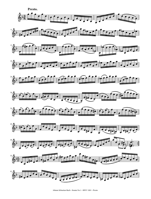 Bach - Sonata No. 1 in G minor - BWV 1001 - Presto