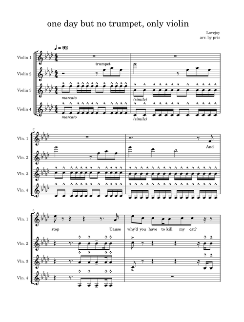 one day (lovejoy) but only violin