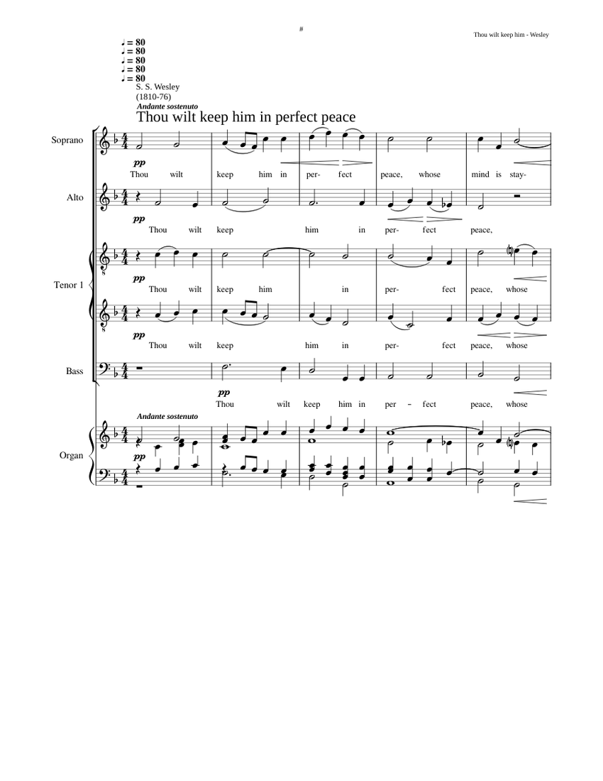 Thou Wilt Keep Him In Perfect Peace Samuel Sebastian Wesley Sheet