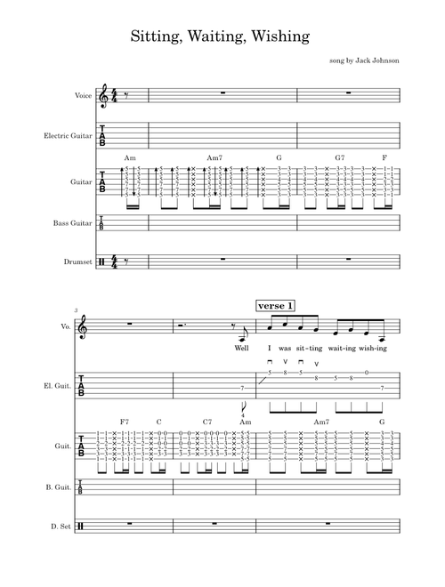 Sitting waiting wishing – Jack Johnson Sitting, Waiting, Wishing guitar ensemble