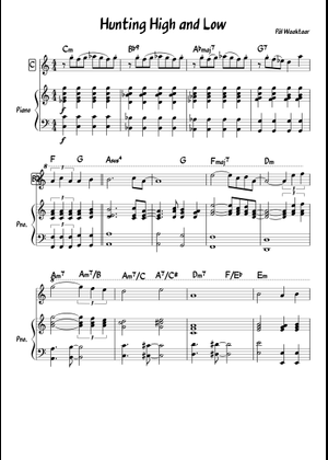 Hunting high and low - a-ha Sheet Music with Chords for Piano