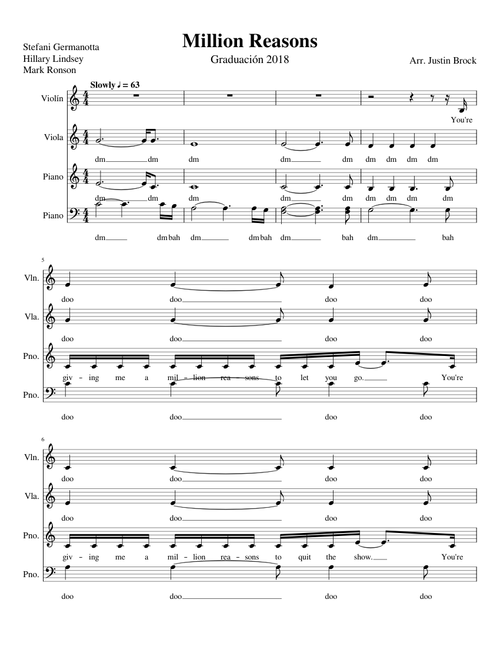 Million Reasons SSAA Strings and Piano Track