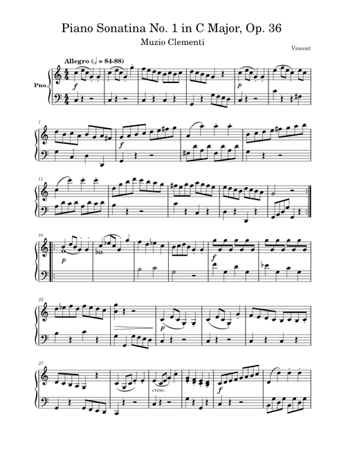 Clementi - Piano Sonatina No. 1 in C Major, Op. 36