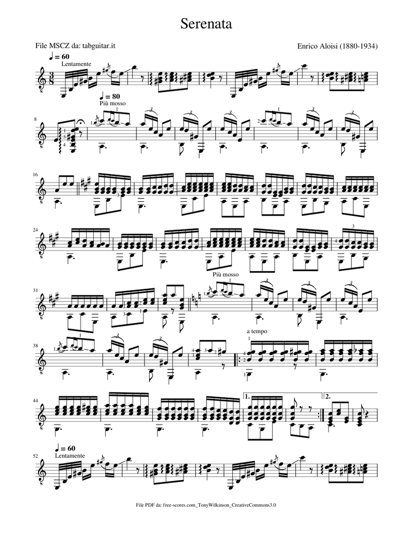 Serenata Enrico Aloisi Sheet music for Guitar (Solo) Musescore com