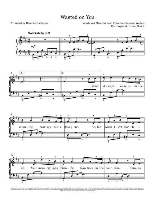 Wasted On You (Arr. Danielle Nadkarni) - Morgan Wallen (Piano Solo)