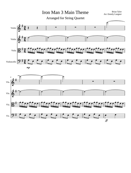 Iron Man 3 Theme for String Quartet