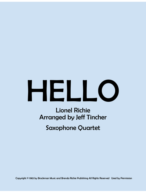 Hello (Arr. Jeff Tincher) - Lionel Richie (Woodwind Ensemble)