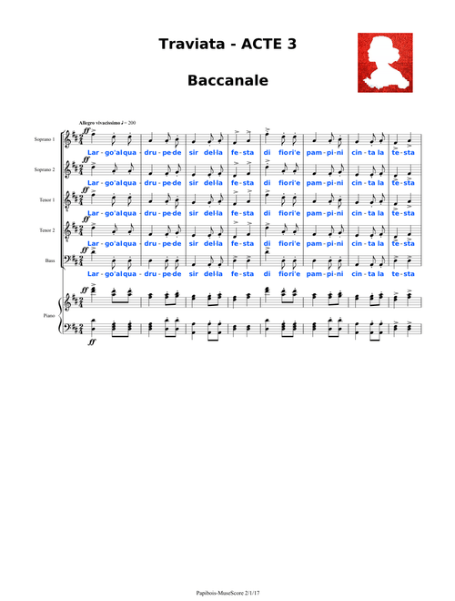 TRAVIATA de Verdi : Chœurs Partie 10/10 Baccanale