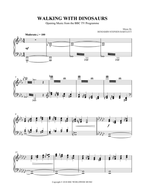 Walking With Dinosaurs (Arr. SCMusic) - Music From Bbc Tv Programme (Piano Solo)