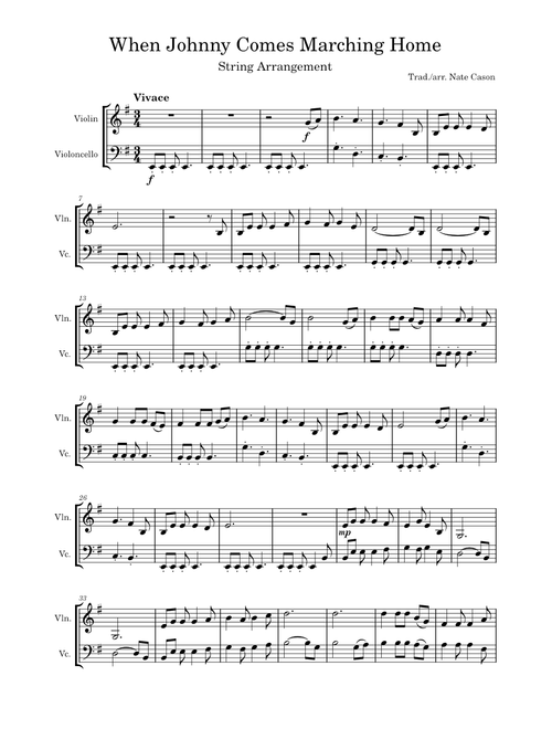 When Johnny Comes Marching Home – Traditional (Strings)