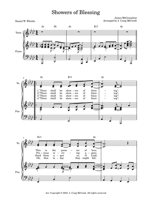 Showers of Blessing (Arr. J. Craig McComb) - James McGranahan (Piano-Vocal-Guitar (Piano Accompaniment))