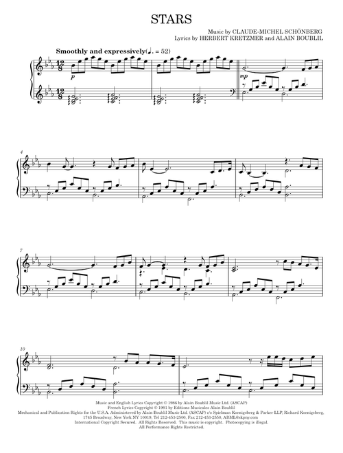 Stars - Les Miserables Musical (Piano Solo)