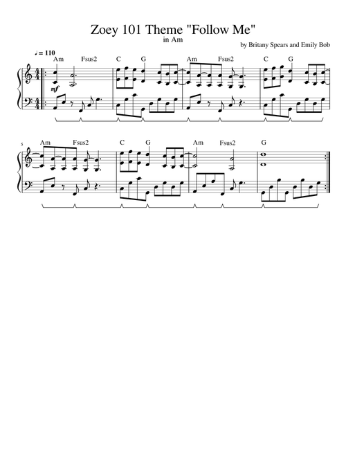 Zoey 101 Theme "Follow Me" | Britany Spears | Piano
