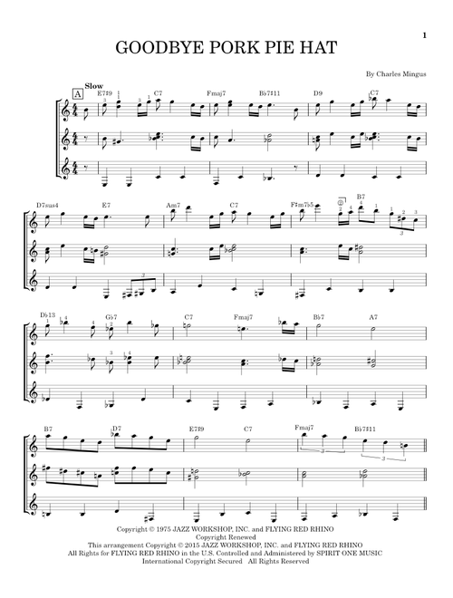 Goodbye Pork Pie Hat - Charles Mingus (Guitar Ensemble)