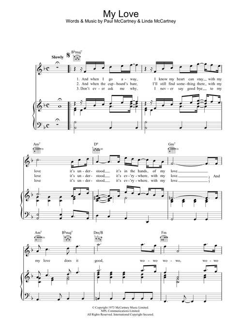 My Love - Paul McCartney & Wings, Paul McCartney (Piano-Vocal-Guitar (Piano Accompaniment))