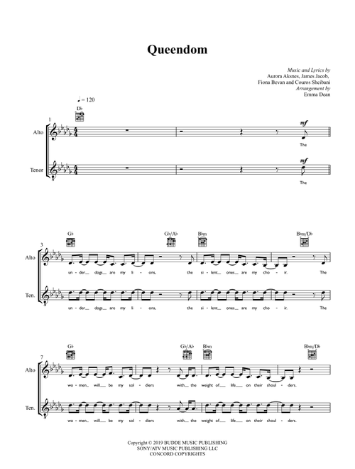 Queendom (Arr. Emma Dean) - Couros Sheibani, Fiona Bevan, Aurora Aksnes (Choral, SATB)