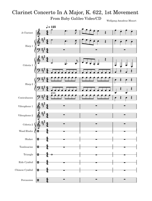Clarinet Concerto in A major, K.622 – Wolfgang Amadeus Mozart Clarinet Concerto In A Major, K. 622, 1st Movement - Baby Galileo
