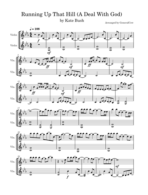 Running up that hill – Kate Bush (Violin Duet)